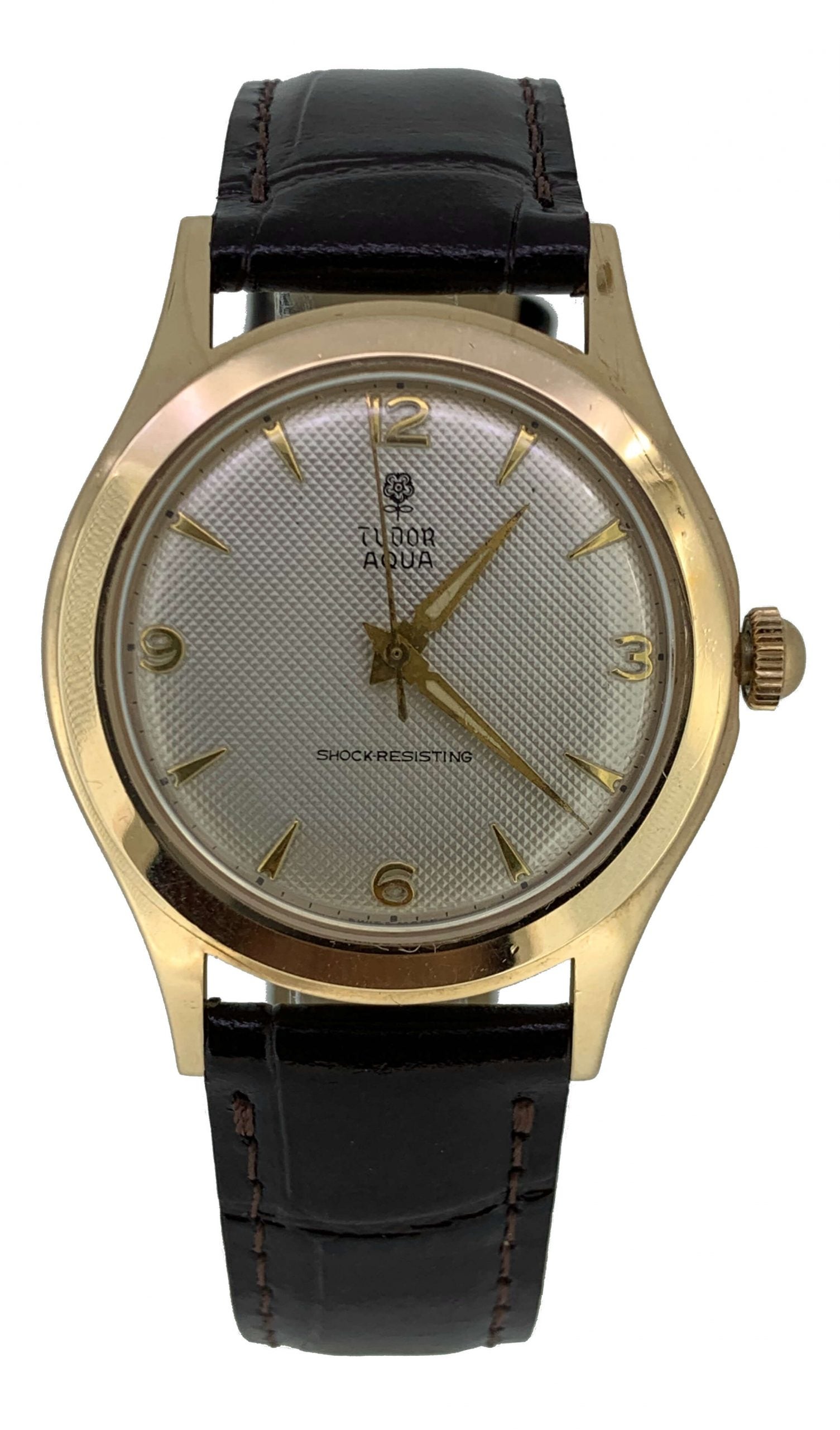 Tudor Vintage Aqua Small Rose Honeycomb Dial 33mm 9k Y/G